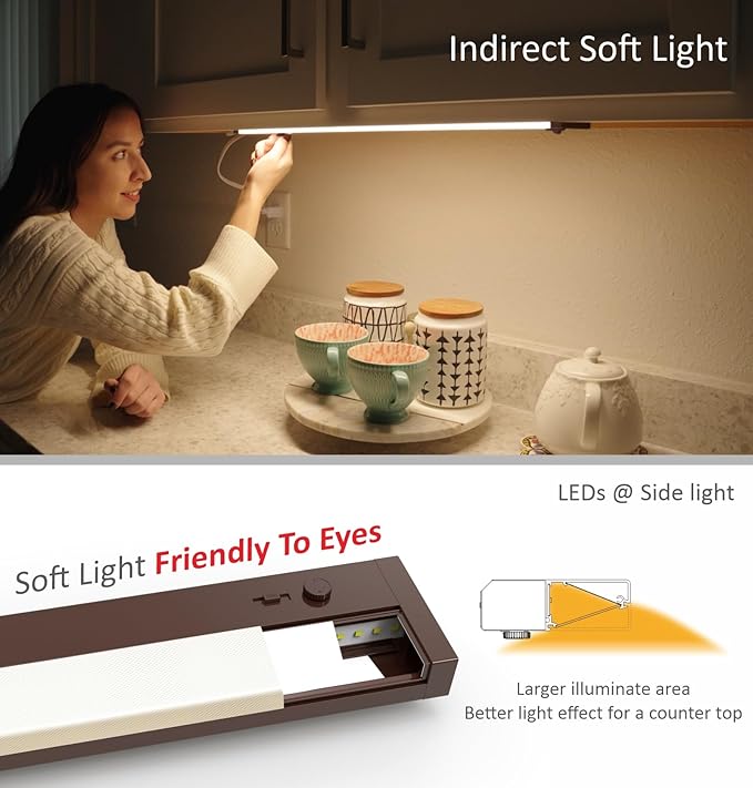 Leetdud Under Cabinet Lighting Plug in or Hardwired Built-in Dimmer, 32 Inch 16W - Image 7
