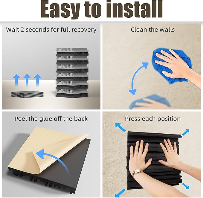 ZELMINE Upgrade 24 pack Self-adhesive Sound Proof Foam Panels, Decorative - Image 6