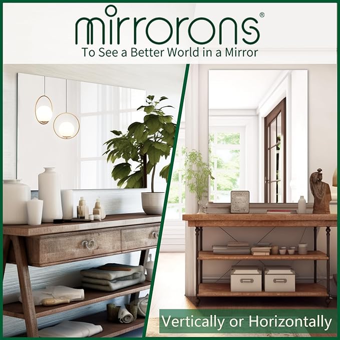 Mirrorons Frameless Mirror, Wall Mirror 24" x 32", Modern Rectangle Bathroom - Image 5