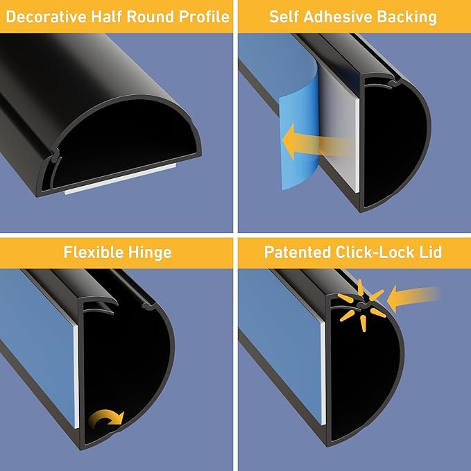 D-Line 31.4in TV Cord Hider, Patented Half Round Cable Cover, Hide Wall Mount - Image 2