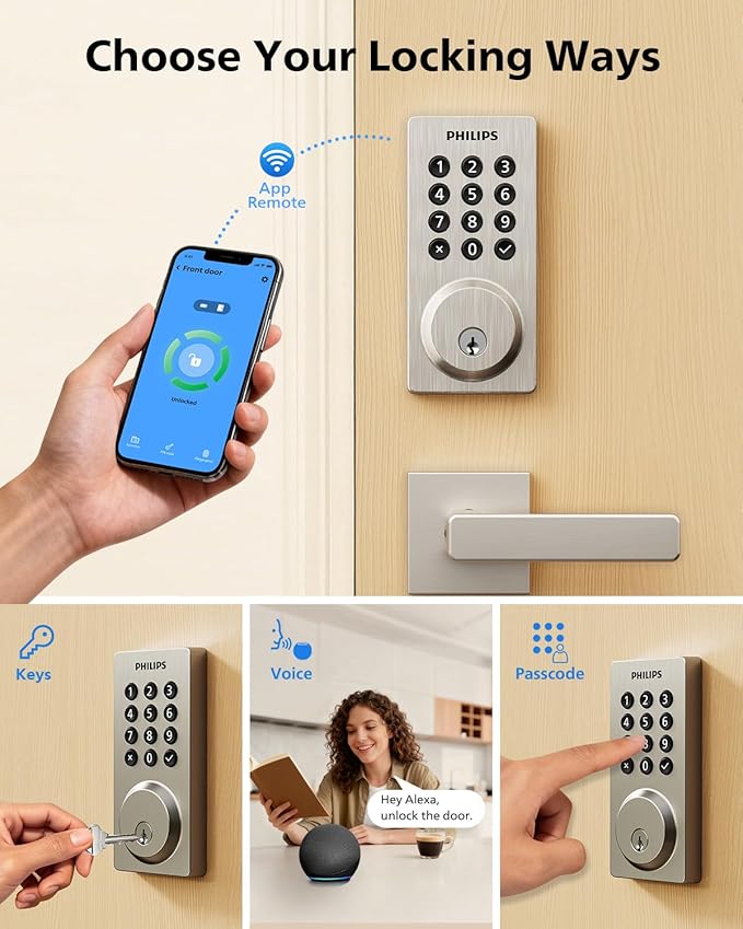 Philips WiFi Smart Keypad Deadbolt Lock, App Remote Control, No Hub Required - Image 4