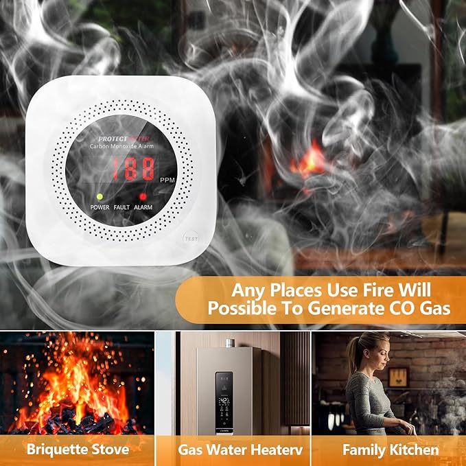 Carbon Monoxide Detectors, 2 Pack Protectmeter Portable Carbon Monoxide - Image 4