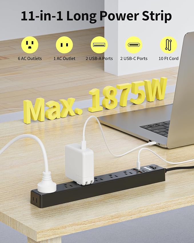10 Ft Power Strip Surge Protector - Image 2