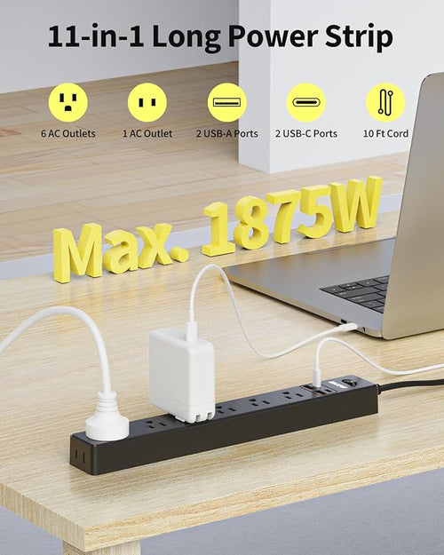 10 Ft Power Strip Surge Protector - Image 2
