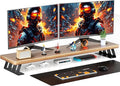 NestNeat Dual Monitor Stand Riser, 39 Inch Large Wood Monitor Stands by NestNeatHome