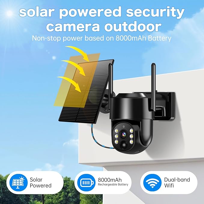 Solar Security Cameras Wireless Outdoor, 5G/2.4G Solar WIFI Cameras - Image 2