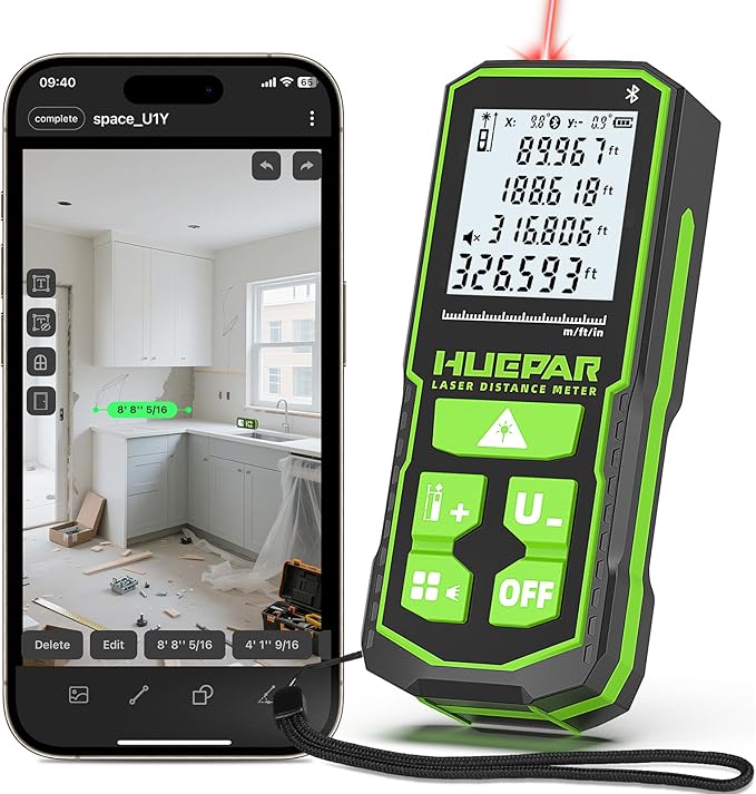 Laser Distance Measure 330Ft. Huepar Digital Rechargeable Laser Measuring Tool by Huepar