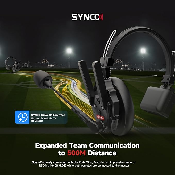 SYNCO XTALK XPro5 Wireless Intercom Headset System 2.4 GHz 500M/1640FT Full - Image 2