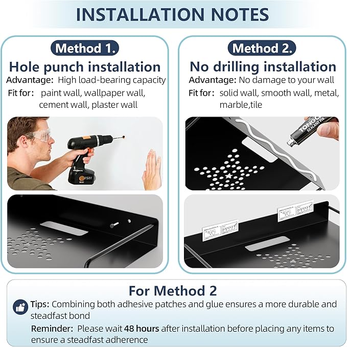 Floating Shelves for Projector, Metal Wifi Router Shelf, Cable Box Wall Mount - Image 5
