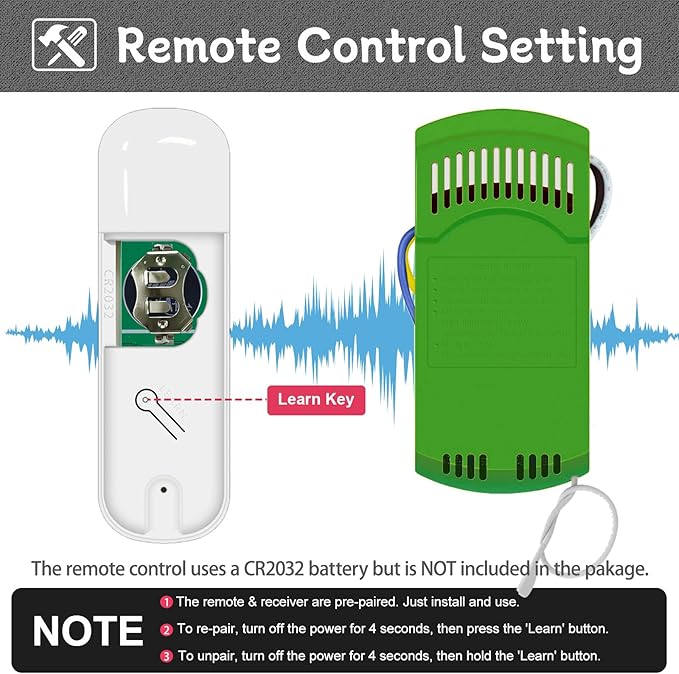 Ceiling Fan Remote Replacement Hunter 99770, Universal Ceiling Fan Remote - Image 4