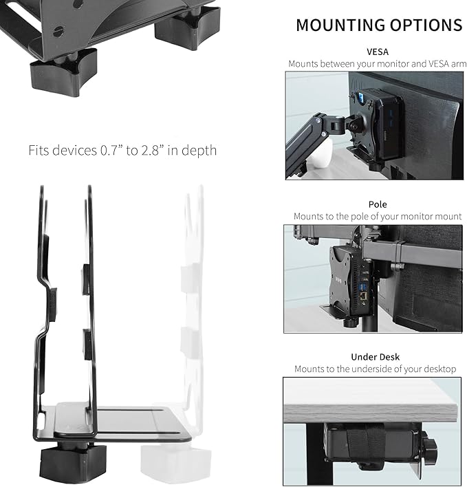 VIVO Adjustable Thin Client Mini PC Mount Bracket, CPU VESA Under Desk and - Image 2