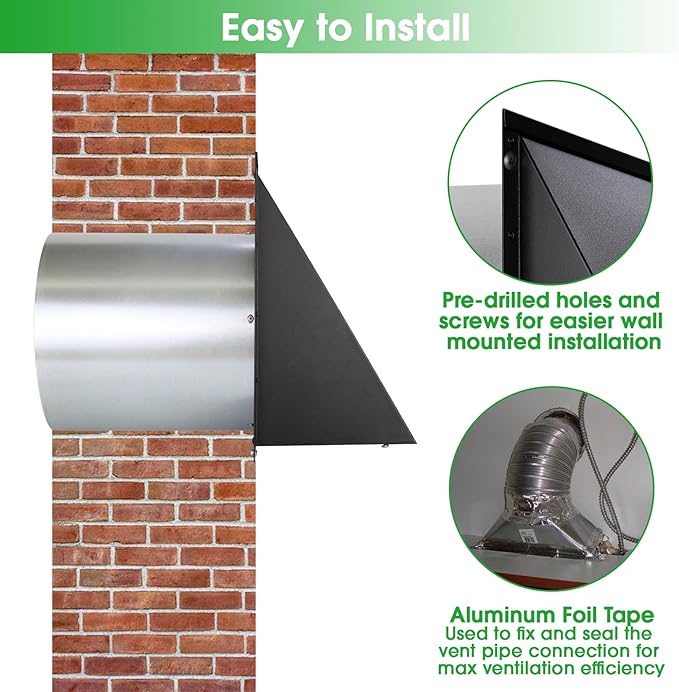 4 Inch Dryer Vent Cover Outside, Dryer Vent Cover Outdoor Wall Vent Hood Dryer - Image 6