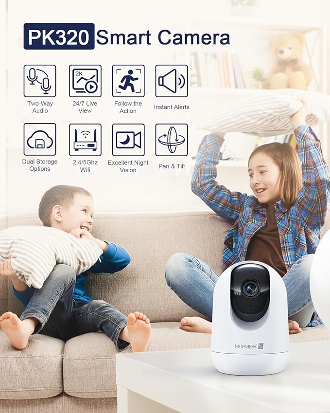 MUBVIEW Cameras for Home Security, 2.4/5GHz WiFi 2K Indoor Wired Se2.curity - Image 2