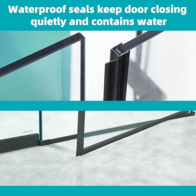 Pivot Swing Shower Door, Adjustable Width 48" W x 74" H Semi-Frameless Shower - Image 7