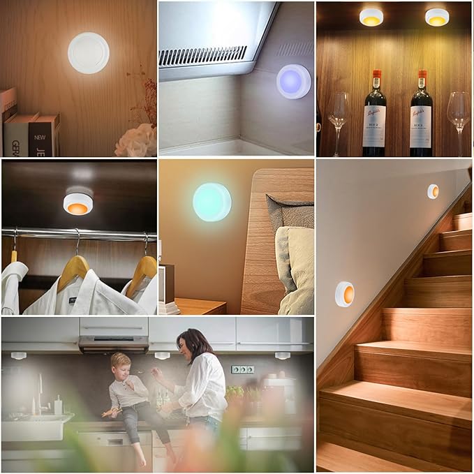 Yiliaw 6 Pack LED Puck Lights Remote Control 16 Color Changeable Under Cabinet - Image 4