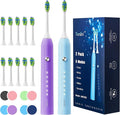 7AM2M Rechargeable Sonic Electric Toothbrush 2 Pack, Soft Toothbrushes by 7AM2M