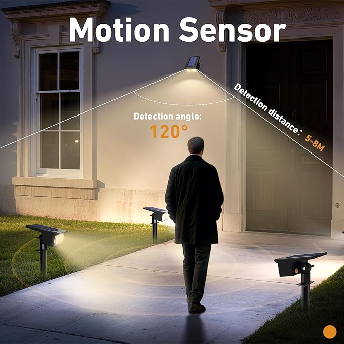 btfarm Solar Spot Lights Outdoor Waterproof, 2 Pack/3 Modes Motion Sensor Lights - Image 2