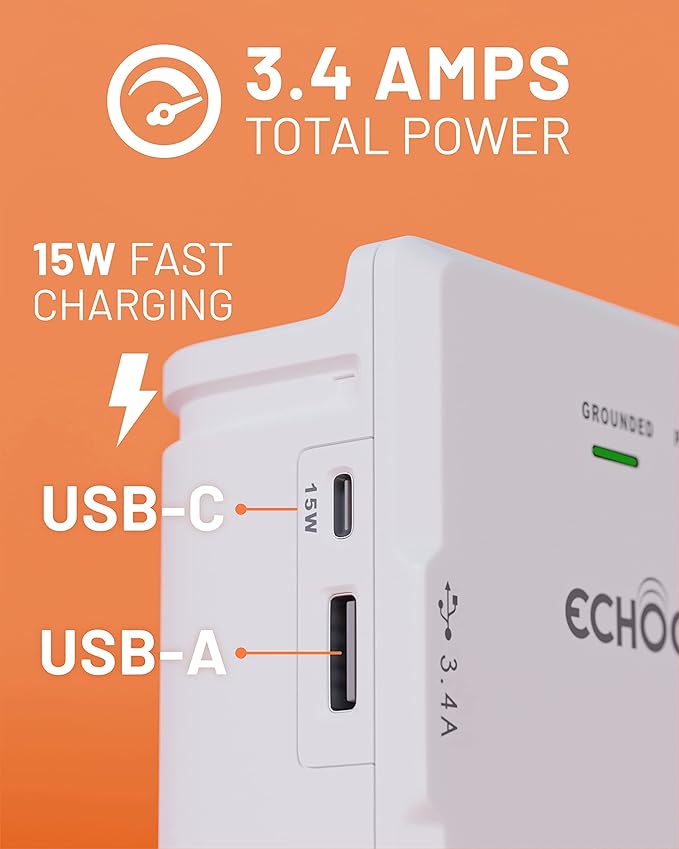 ECHOGEAR Wall Outlet with USB Ports & Surge Protection - Image 3