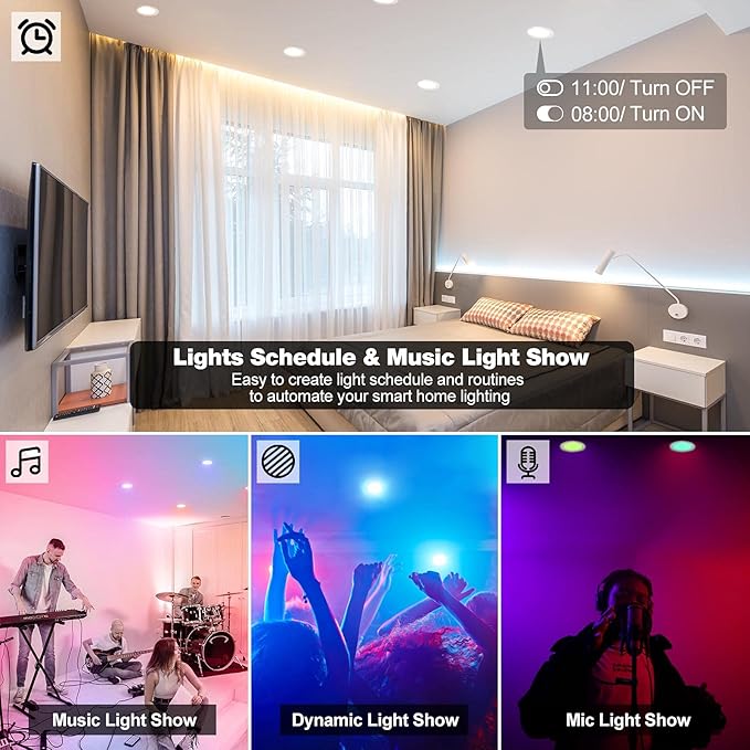 Vanance Smart Recessed Lighting 3 Inch, Tunable 2700K~6500K, RGB Color Changing - Image 5
