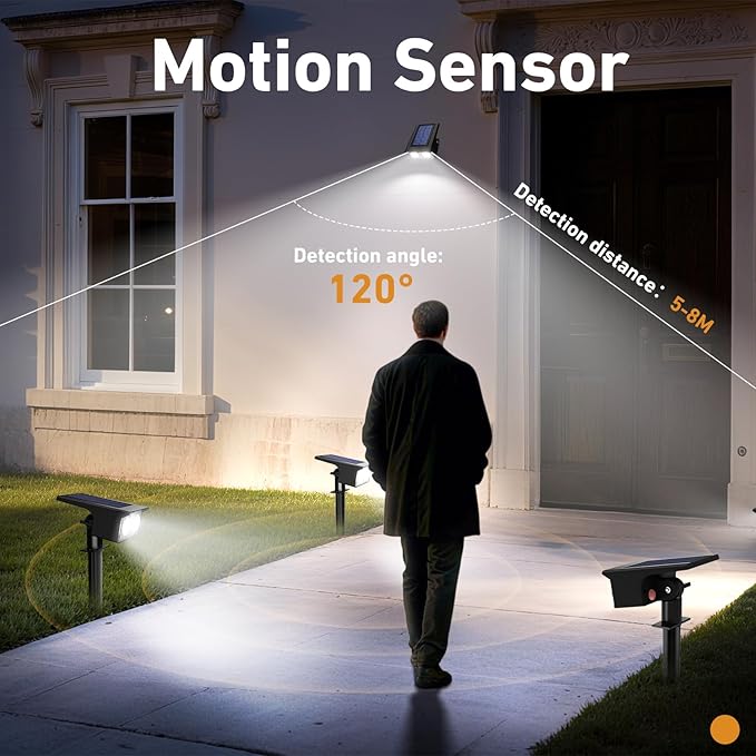 btfarm Solar Spot Lights Outdoor Waterproof, 4 Pack/3 Modes Motion Sensor Lights - Image 2