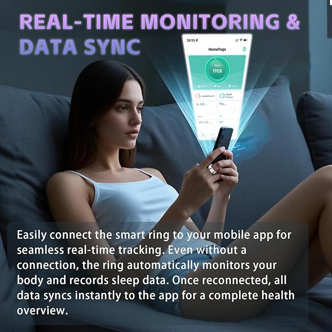 Smart Health Ring for Women Men, Fitness Tracker Ring - Image 5
