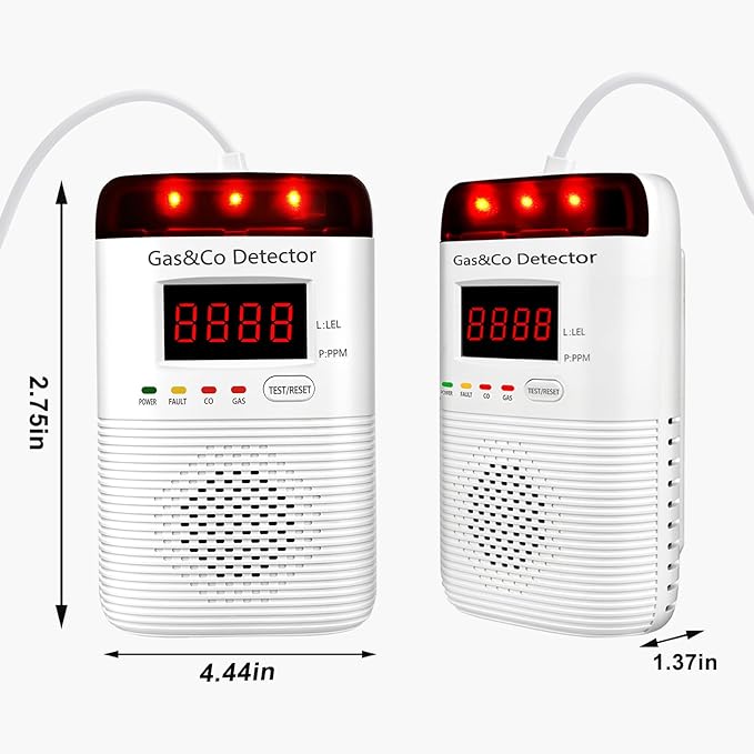 2 Packs Combination Gas & Carbon Monoxide Detectors Plug in, Portable CO - Image 8