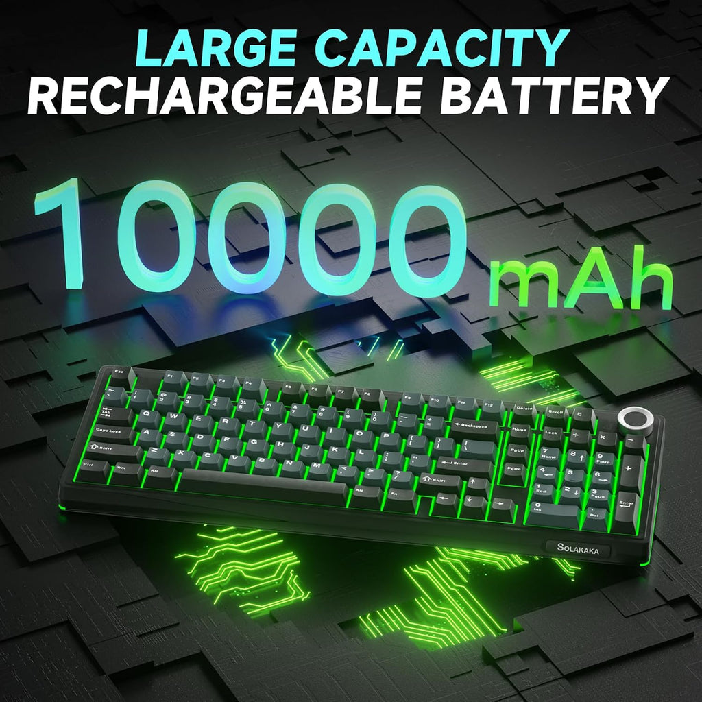 KI99 Pro Wireless Mechanical Keyboard with Quiet Switch, Hot Swappable Pre-Lubed Switches with RGB Backlit, Gasket Structure Computer Gaming Keyboard (Blackblue, Silent Switch)
