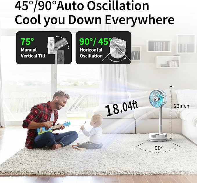 Socool 20000mAh Portable Fan Foldable Wireless Battery Rechargeable - Image 4