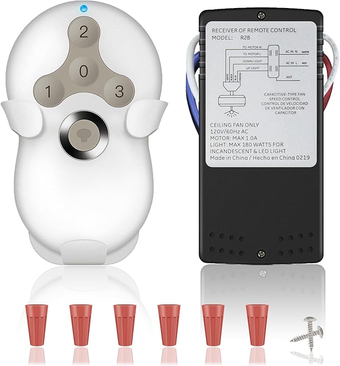 Universal Ceiling Fan Remote Control Kit, 3-Speed Fan and Dimmer Light Control by FEKOTS