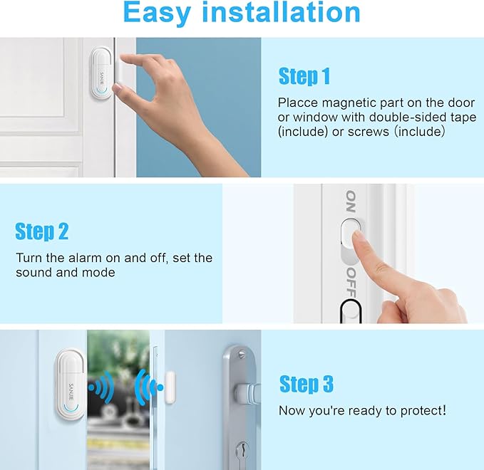 Sanjie Pool Door Alarms for Kids Safety/Home Security/Dementia, 4 Working Modes - Image 9