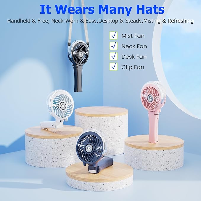 HandFan Upgraded Portable Misting Fan, Two Button Easy Operation, Handheld - Image 4