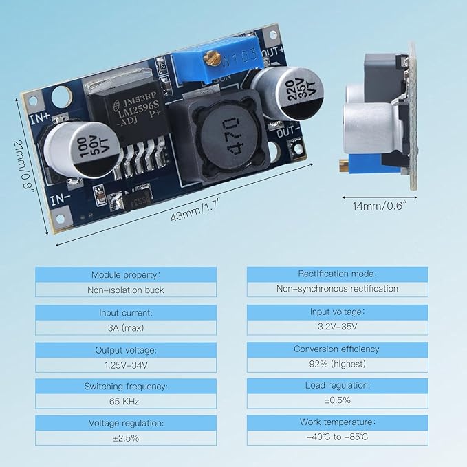 KERWINN 10PCS LM2596 DC-DC Buck Converter Step Down Module, 3.0-40V to 1.5-35V - Image 2