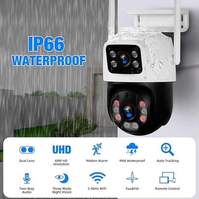 Fuers 6MP Wireless Security Camera, Surveillance Cameras Dual Lens Linkage - Image 6
