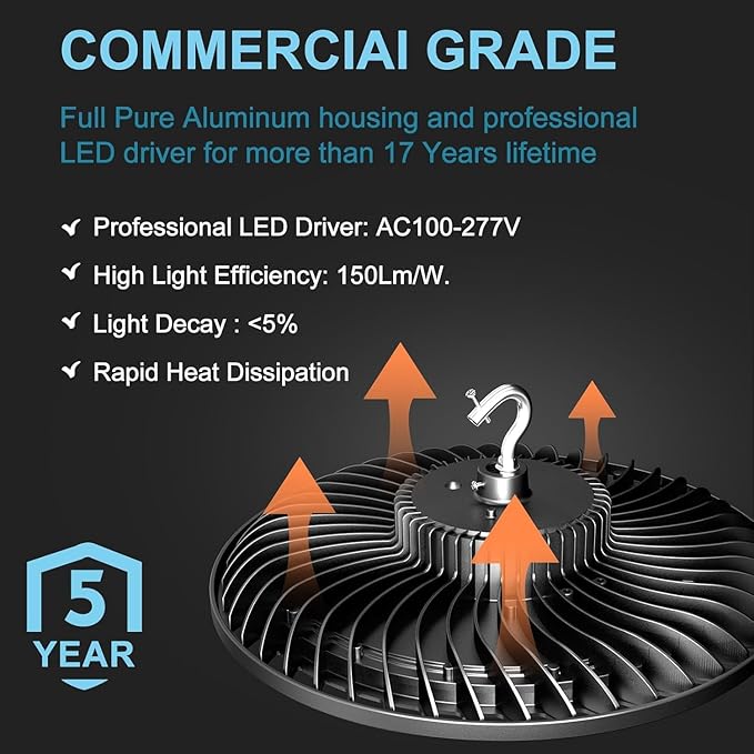 Lightdot 4Pack 150W Smart LED High Bay Lights 22500lm UFO High Bay LED Shop - Image 9