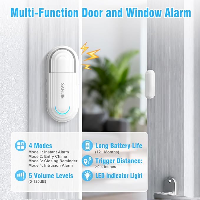Sanjie Pool Door Alarms for Kids Safety/Home Security/Dementia, Wireless Door - Image 2