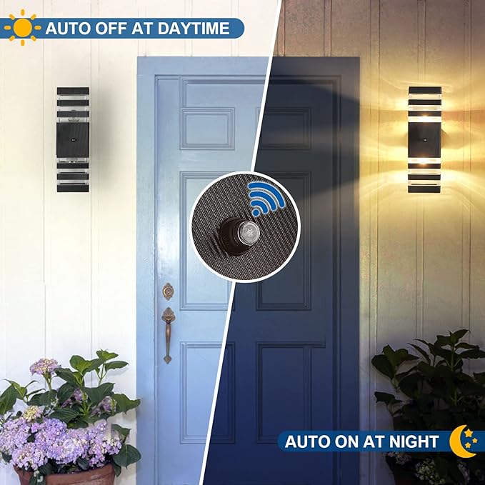 Delicavy Dusk to Dawn Sensor Outdoor Wall Lights Up Down Porch Lights Modern - Image 2