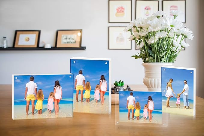 Meetu Acrylic Picture Frame 5x7 Tabletop Photo Frame Magnetic Double Sided - Image 7