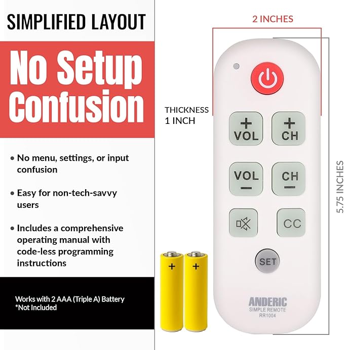 Anderic Easy Big Button Universal TV Remote Control. Easy to Use, Glow Keys - Image 8
