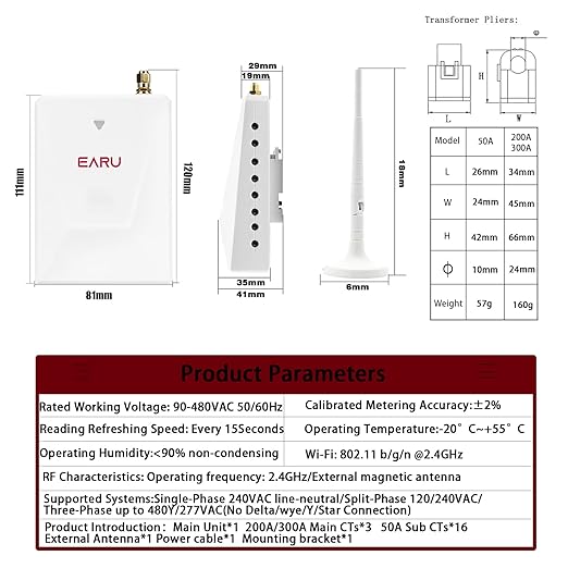 Smart Home Energy Monitor with 16 50A and 3-300A Circuit Level Sensors - Image 2