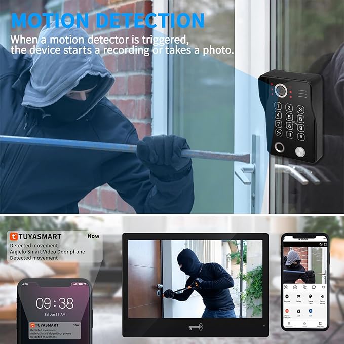 Wired Video Apartment Intercom System, Door Phone Kit, 10 Inch Touch Monitor - Image 3