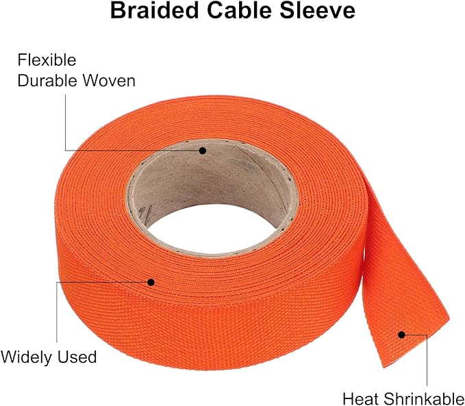MECCANIXITY Braided Cable Sleeves Heat Shrinkable Fabric Sleeving, 7/8" 26ft - Image 4