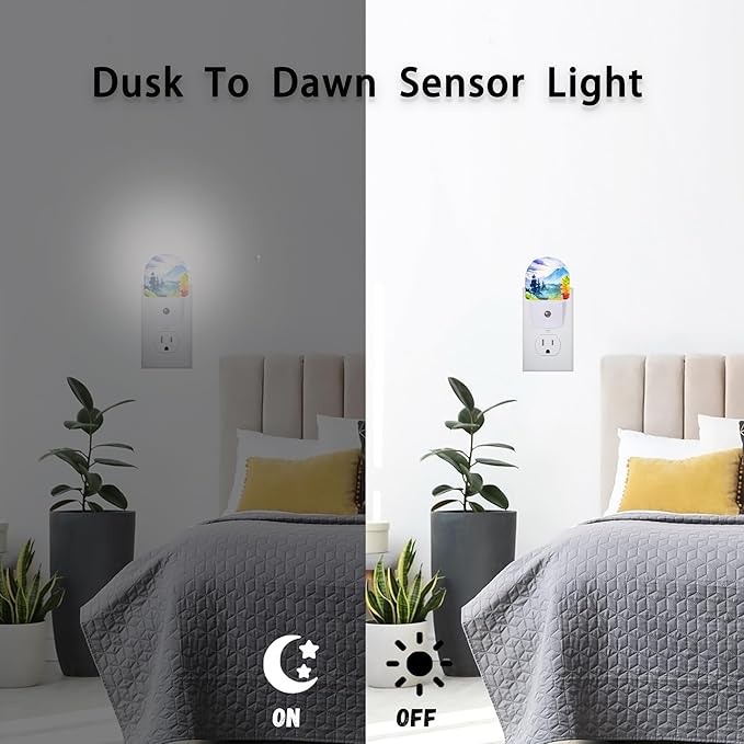 Axxitude Watercolor Mountain Forest Night Lights Plug into Wall - Image 5