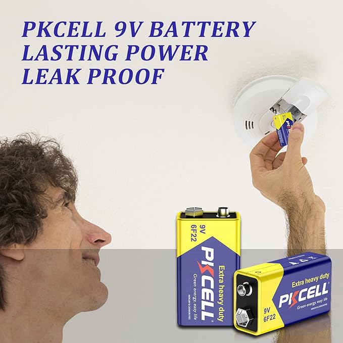 PKCELL 9V Batteries, 10 Pack 9 Volt Batteries Carbon Zinc, 9V Battery - Image 2