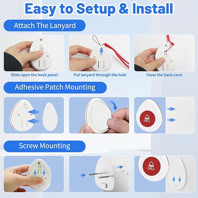 Nestling® Wireless Caregiver Pager SOS Call Button Nurse Alert System Call Bell - Image 7