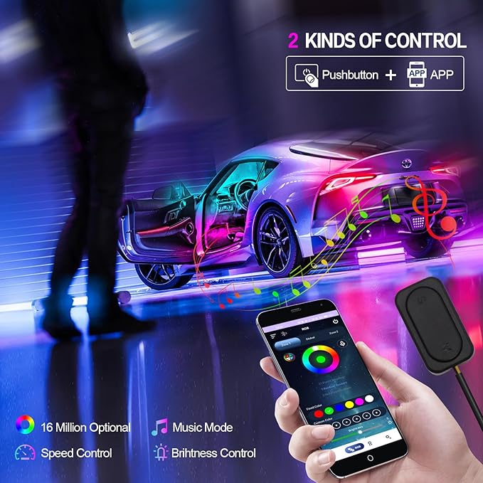 New Version Acrylic Car Dreamcolor Ambient Lighting Kit 14 in 1 LED Interior - Image 5