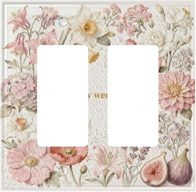 Bvtewkhz Floral Plant Watercolor Flowers 2 Gang Double Rocker Decorative Outlet by Unknown