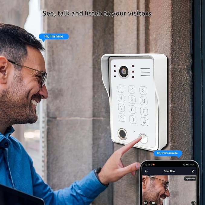 Wired Video Door Phone Kit Apartment Intercom System, 10 Inch Touch Screen - Image 2