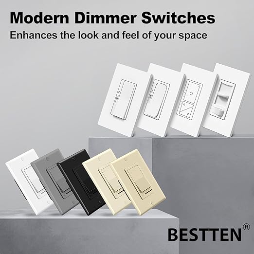 BESTTEN 10 Pack Dimmer Light Switch, Single-Pole or 3-Way Dimmer Switches - Image 9