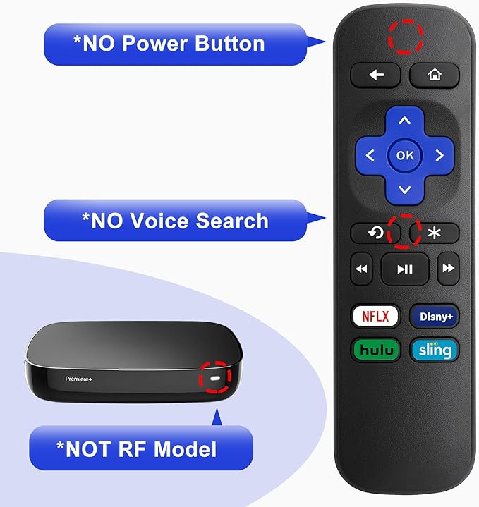 Replacement Remote Control for Roku Express, for Roku Premiere, for Roku Box - Image 5