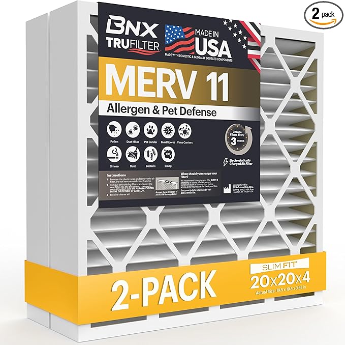 BNX TruFilter 20x20x4 MERV 11 Air Filter 2-Pack by BNX